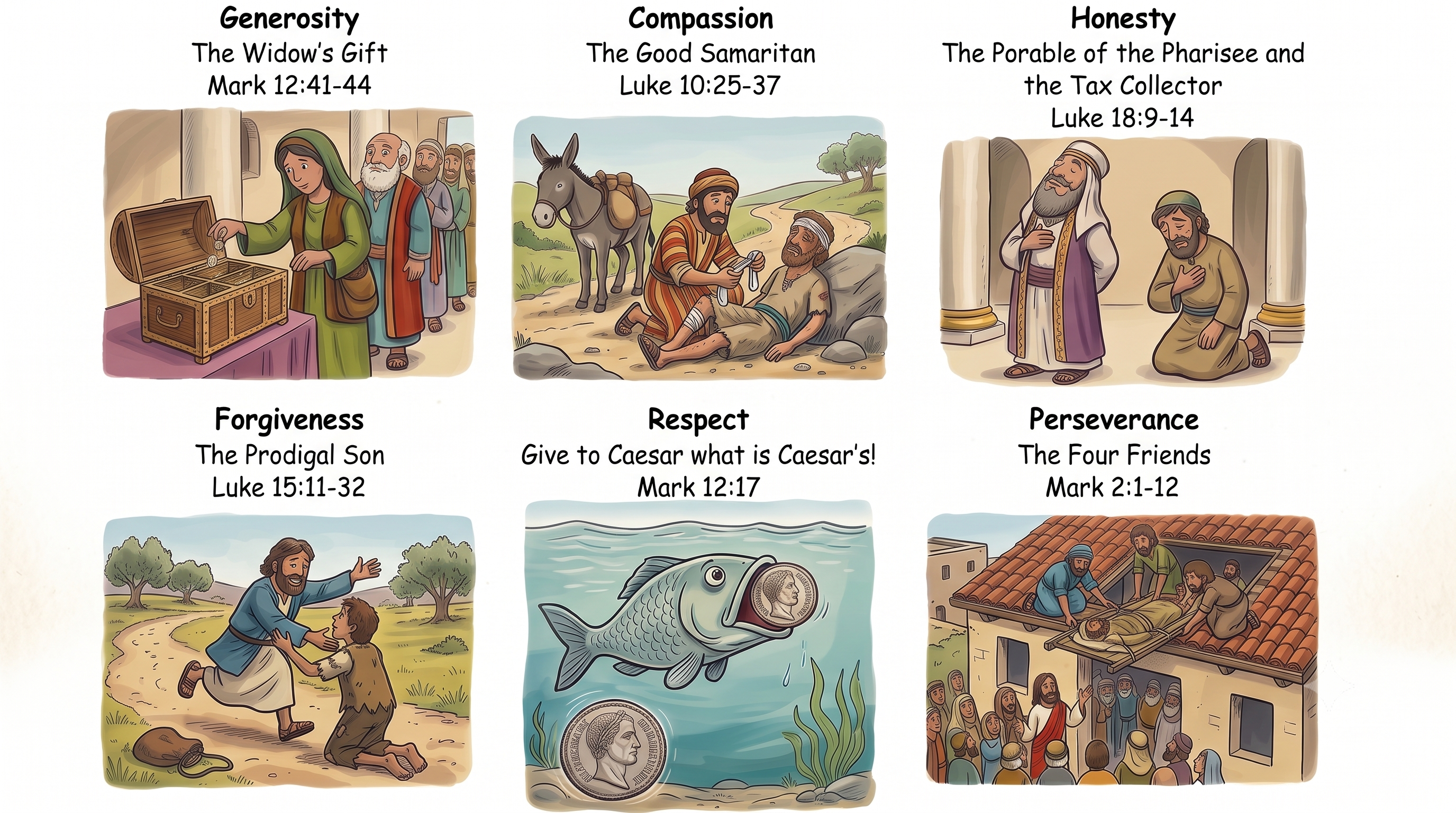 Illustration of our six Christian Values